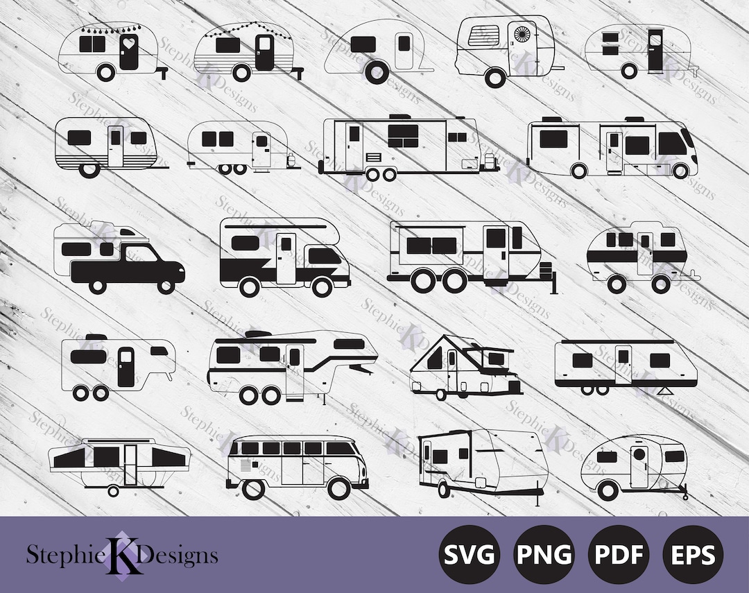 Camper Trailer Svg - Camping Svg - Camper Clipart - RV Svg - Camper ...