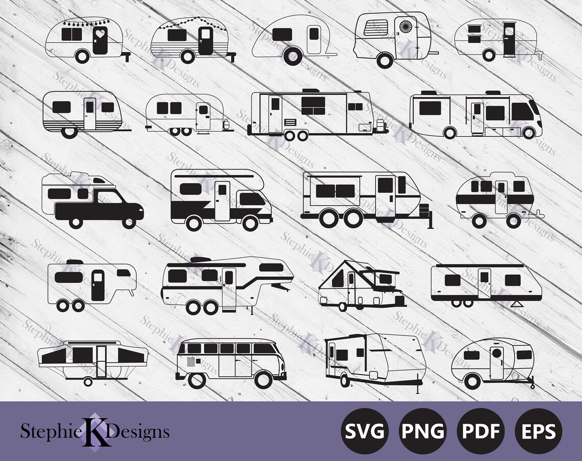 Camper Trailer Svg Camping Svg Camper Clipart RV Svg - Etsy