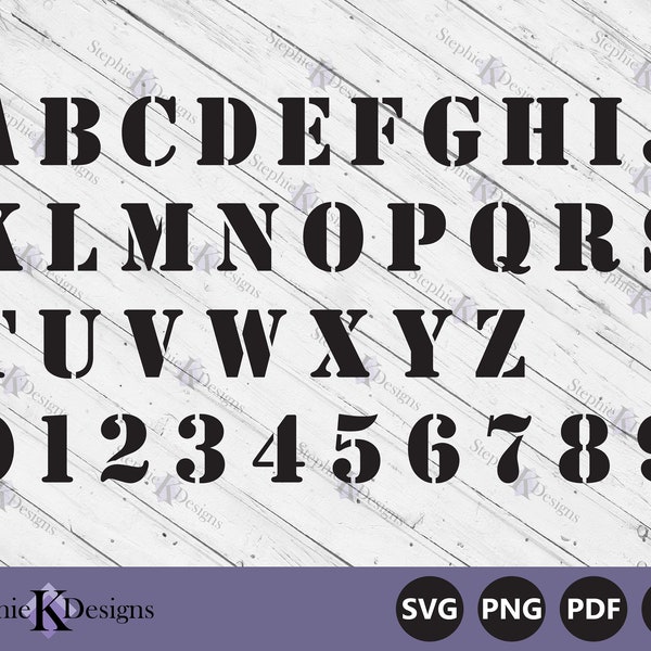 Alphabet Number Stencil Svg - Army Letter Stencil Svg - Stencil Clipart Svg - Cut File For Cricut - Printable Stencils - Instant Download