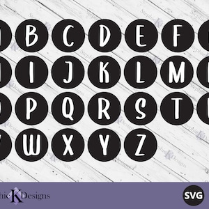 Alfabet Cirkel Monogram Svg - Bold Letter Monogram Svg - Cirkel Sleutelhanger Svg - Cirkel Initial Svg - Alfabet Sticker Svg - Instant Download