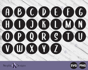 Alphabet Circle Monogram Svg - Bold Letter Monogram Svg - Circle Keychain Svg - Circle Initial Svg - Alphabet Sticker Svg - Instant Download