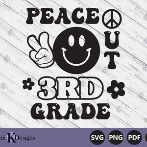 3年生の平和SVG - 学校の最終日SVG - 学校の終わりSVG - 卒業SVG - グルーヴィーなレトロ - カットファイル回路 - 即時ダウンロード