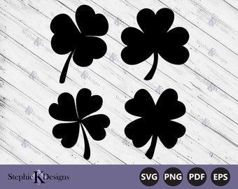 Trèfle Svg - Trèfle Svg - Clipart de feuille de trèfle - 3 Trèfle à feuilles - 4 Trèfle à feuilles - Trèfle chanceux Svg - St Patricks Day Svg - Téléchargement instantané