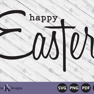 Happy Easter Svg - Cut File For Cricut - Printable Happy Easter Wall Art - Cross Svg - Easter Shirt Svg - Spring Sign Svg - Instant Download