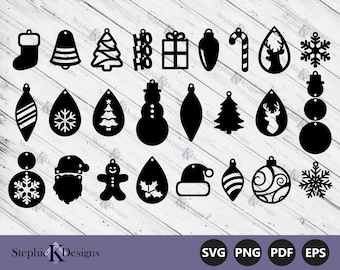 Christmas Earring Templates Svg - Christmas Faux Leather Earrings Svg - Holiday Tear Drop Earrings - Earring Cut Files - Instant Download
