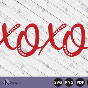 XOXO Hearts Svg - Abrazos Y Besos Svg - Love Svg - Clipart del Día de San Valentín - Archivo de corte para Cricut - Uso comercial - Descarga instantánea