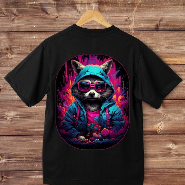 T-shirt raton laveur, Cyberpunk, Guardians of the Galaxy, Steampunk, Animal mignon, DJ, T-shirt hip-hop, Néon, Rétro, chemise vintage, Rocket Racoon