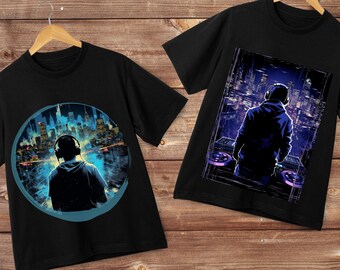 DJ t-shirt, Music Tee, Dance, DJ, Summer Sounds, Headphones, African American, Cyberpunk, Neon, Retro, Vintage, Dance music, Techno