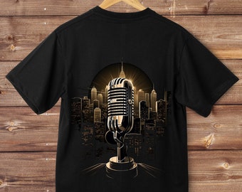 Microphone t-shirt, DJ, Musical, Music, Speaker, Vintage, Mic, Old school, Jazz, Retro tee, Radio, New York