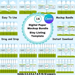 Etsy listing Mockup template, Digital paper mockup template,  Digital Paper Scrapbook, Editable Canva Template, Mockup Bundle, Canva mockup