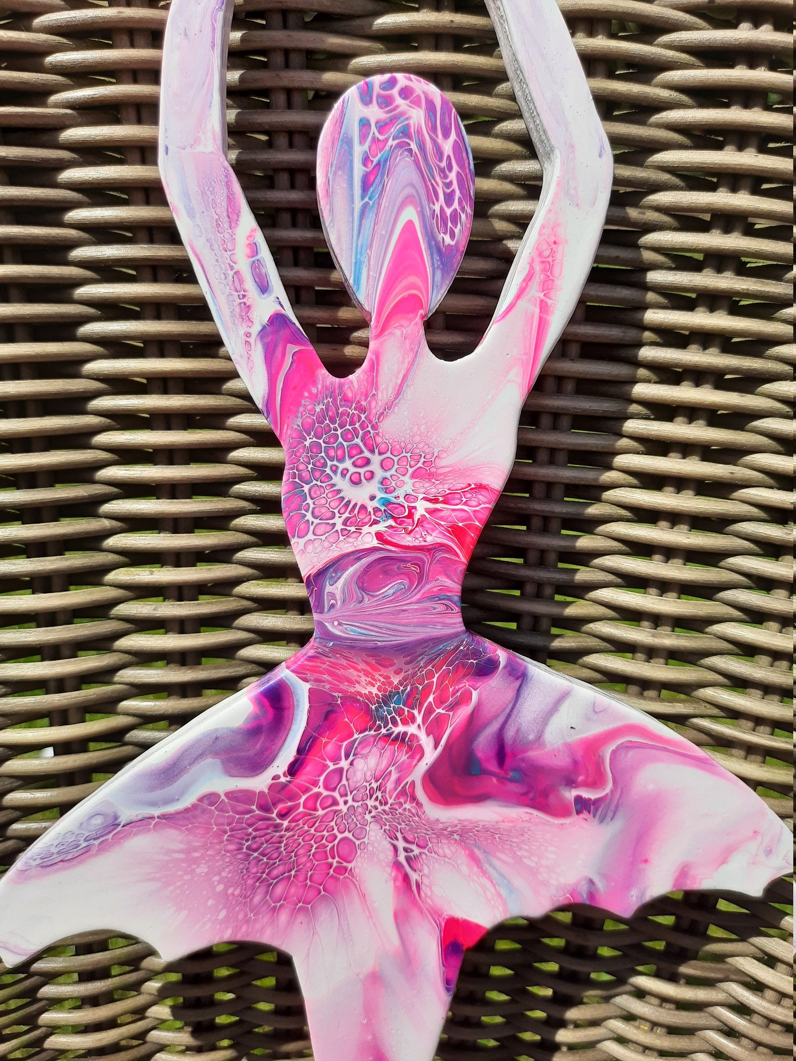 Dancing Ballerina Decor Ballet Dancer on Wood Pink and Purple Ballerina