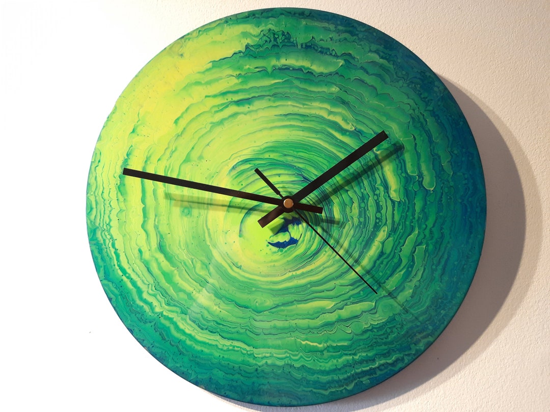 Green and Yellow Wall Clock Galaxy Wall Clock Wall Etsy