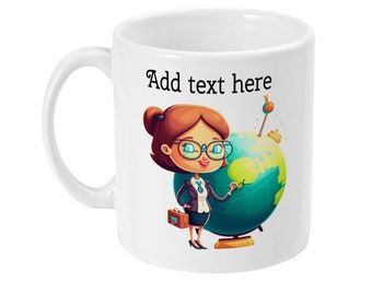 Taza personalizada del maestro, regalo del maestro, regalo de fin de período, regalo del maestro, taza de la escuela, asistente de enseñanza, niñera, globo terráqueo