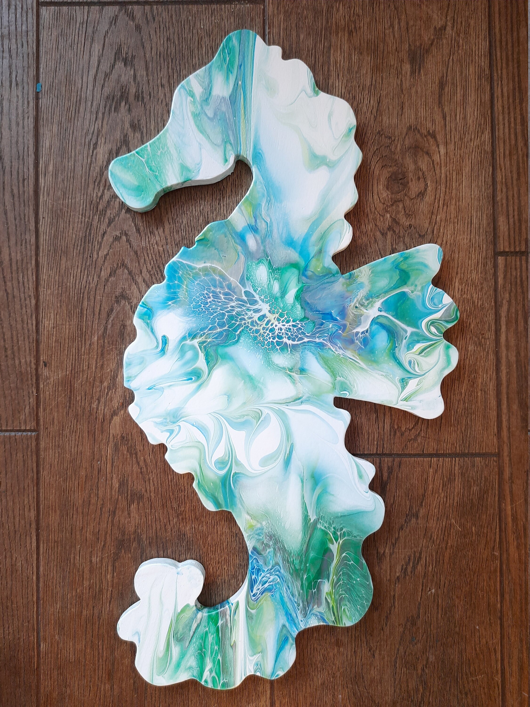 Large Seahorse Decor on Wood Aqua Blue Green Seahorse Etsy UK