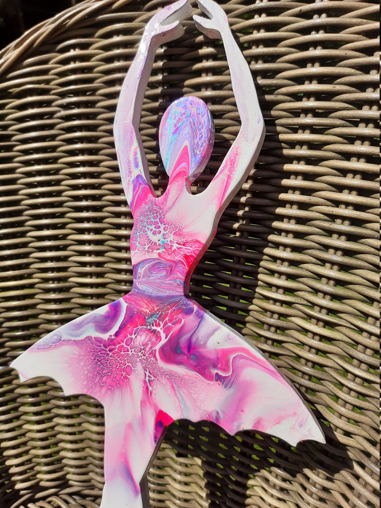 Dancing Ballerina Decor Ballet Dancer on Wood Pink and Purple Ballerina