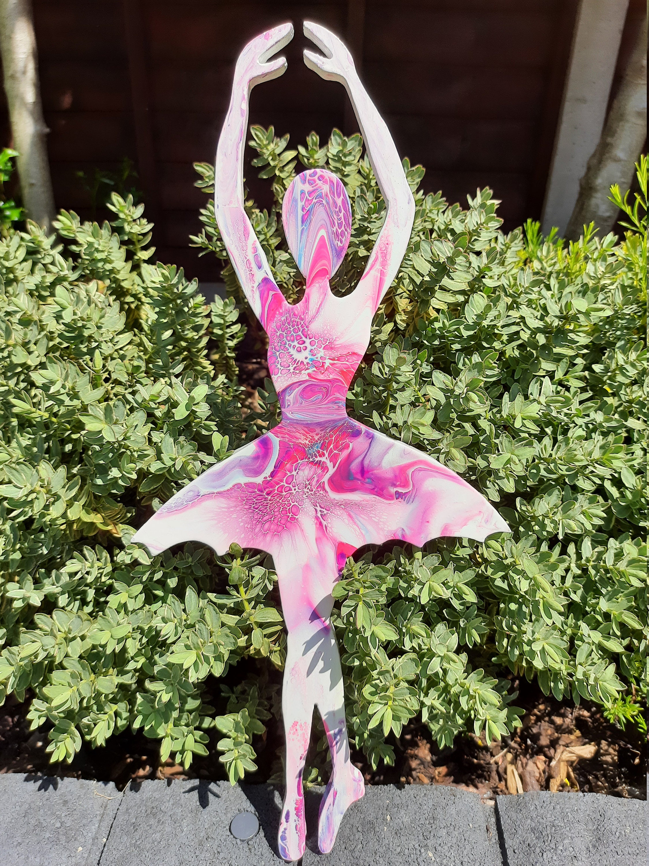 Dancing Ballerina Decor Ballet Dancer on Wood Pink and Purple Ballerina
