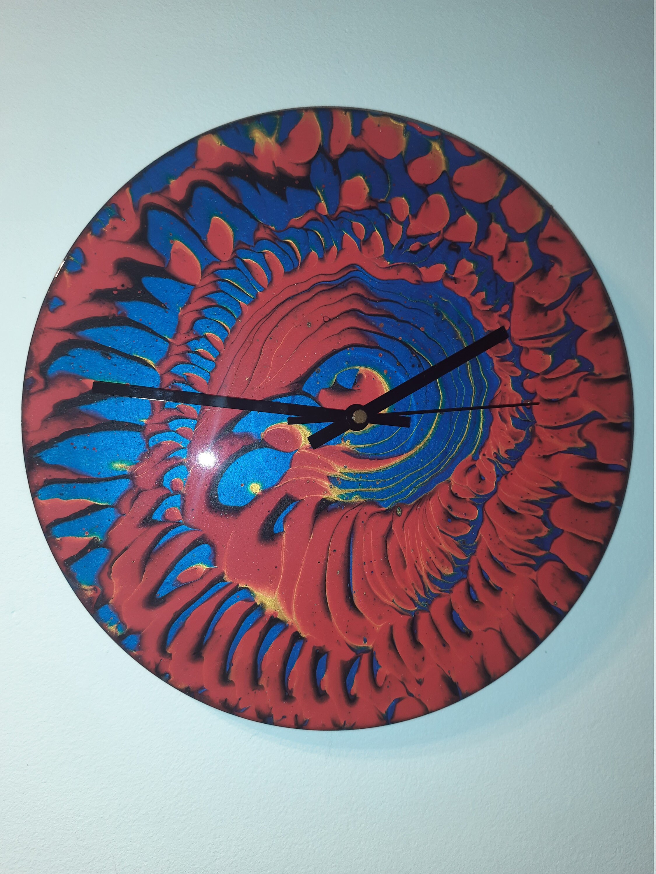 Red, Blue, Gold, Black Wall Clock Red and Blue Clock Gold Clock Ring ...