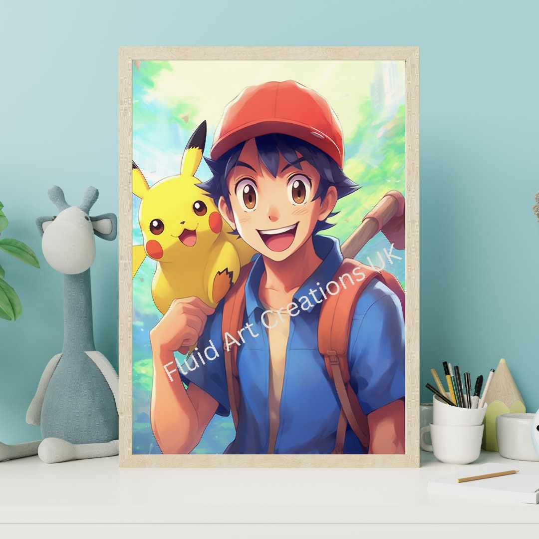 Sticker Mural Pokemon Sacha et Pikachu - Boutique Pokemon