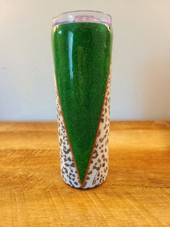 Split tumbler/ black and white stripe/ red glitter/ leopard print/ gold