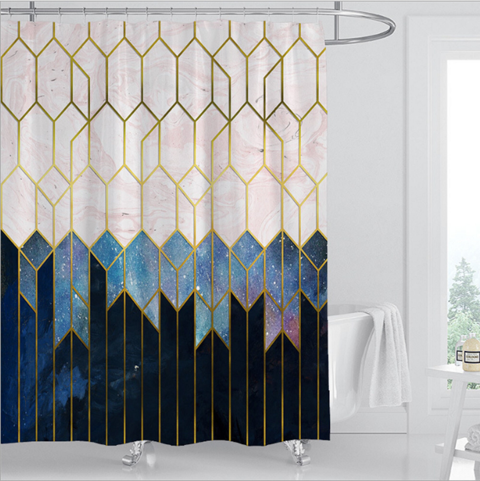 Marble shower curtain light luxury bathroom products Etsy