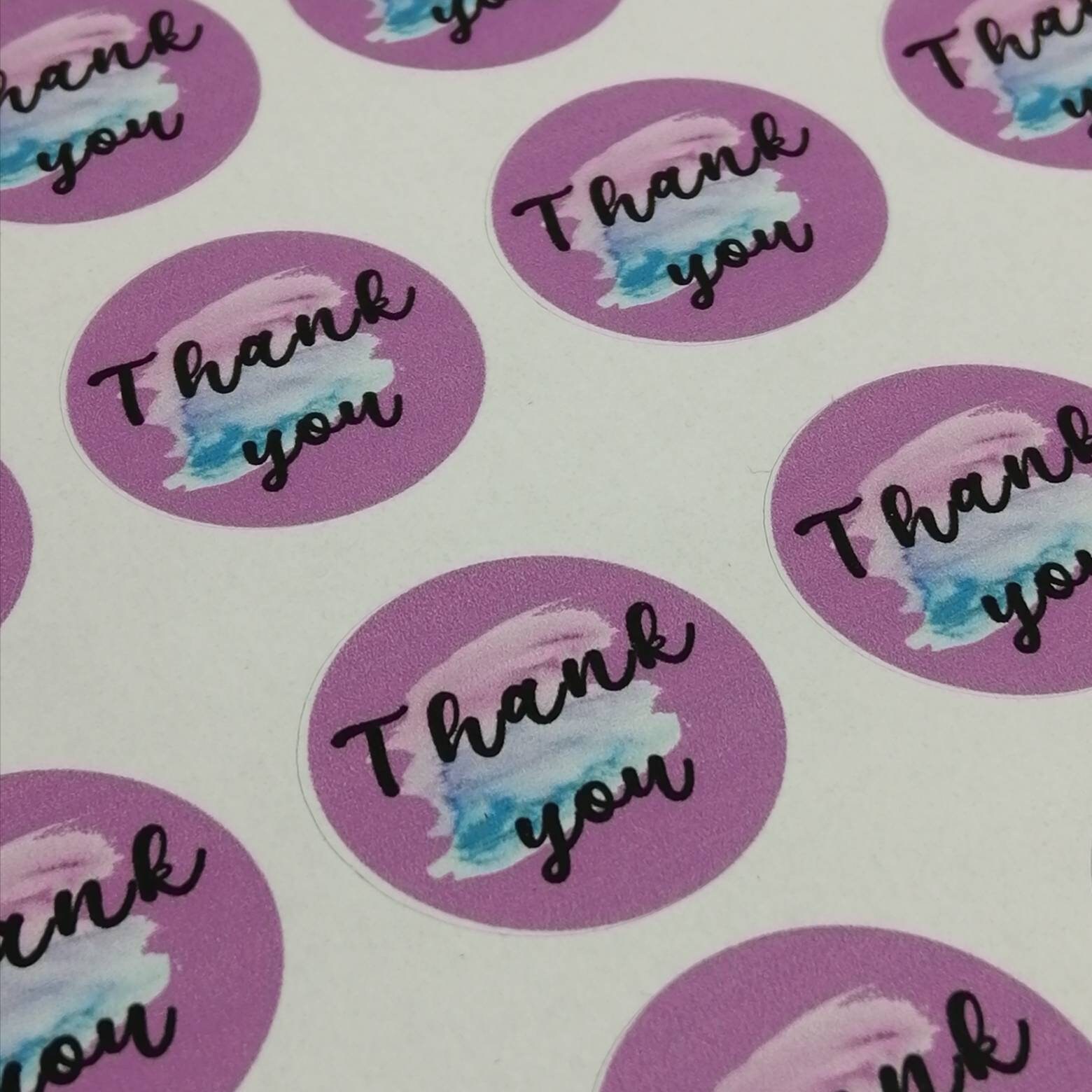 Purple round thank you stickers labels | Etsy