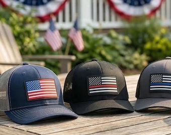 American Flag Hat, USA Flag Patch Trucker Cap, Patriotic Snapback Hat, Fathers Day Gift for Dad, 250th Anniversary USA Hat