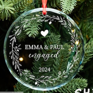 Custom Name Engaged Ornament, Christmas Ornament, Gift For Couples, Personalized Wedding Ornament, Christmas Married Ornament, Newlywed Gift