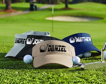 Personalized Golf Club Visor, Custom Name Golf Hat, Retirement Golf Gift, Golf Lover Gift, Golf Ball Logo Visor