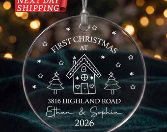 First Christmas In New Home Ornament 2026, Personalized House Address Ornament, Custom Family Name Keepsake, New Homeowner Housewarming Gift