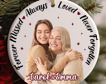 Custom Always Loved Never Forgotten Keepsake, Custom Photo Memorial Day Keepsake, Memorial Gift For Loss Of Loved One, Remembrance Ornament
