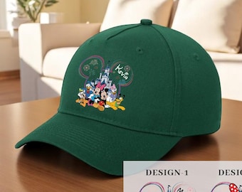 Personalized Mickey Minnie Mouse Ears Disney Hat, Custom Cotton Disney Cap with Name, Family Disney Trip Hats, Disney Couple Name Hats