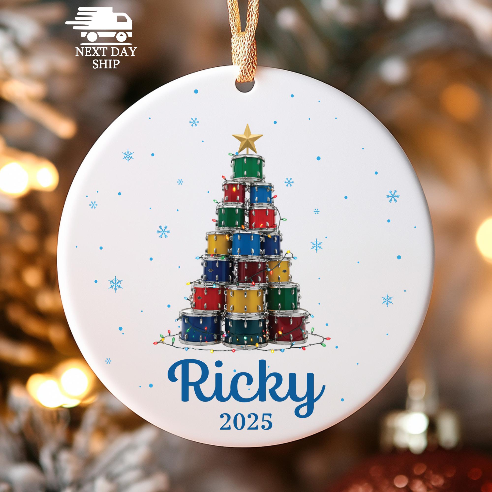 Colorful Drum Christmas Tree Ornament, Music Gift for Boys, Gifts for Drummer Player, Musician Gift, Gift for Him, Music Lover Gifts