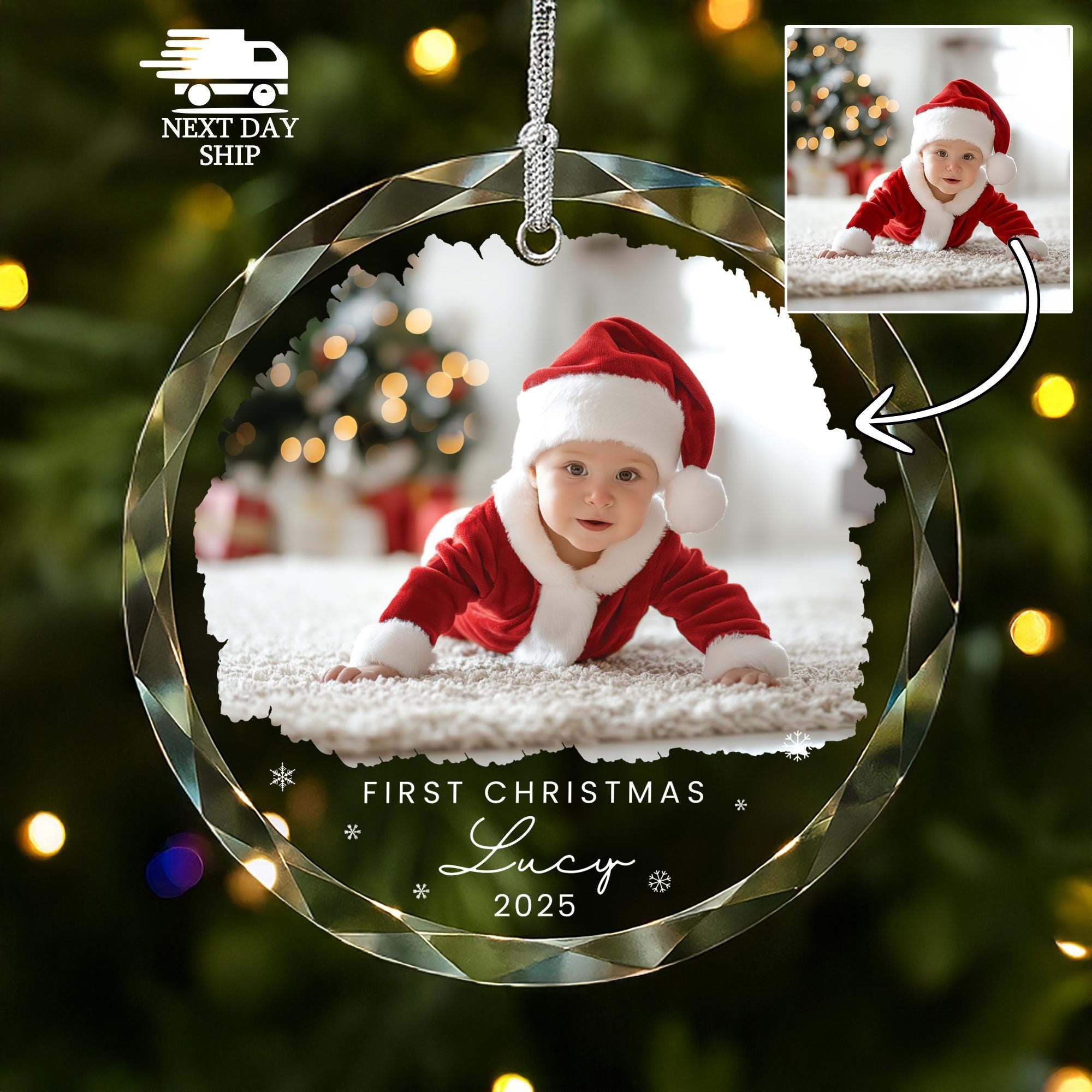 Baby First Christmas Ornament, 2025 Christmas Keepsake, Personalized Baby Ornament, Custom Family Gift Idea, Newborn Ornament, Gift for Baby