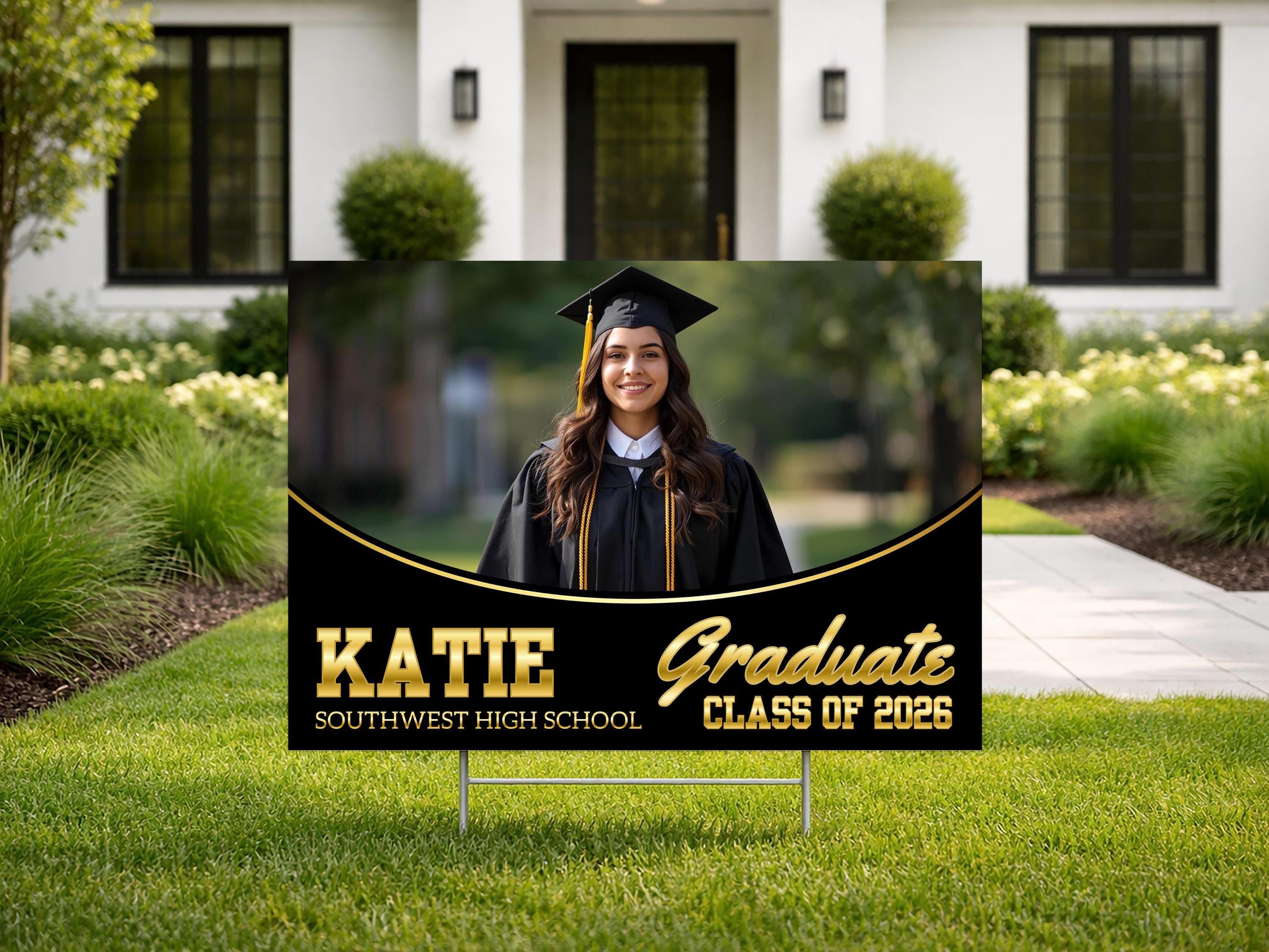 Customized Graduation Welcome Sign, Custom Photo Graduation Lawn Sign ...