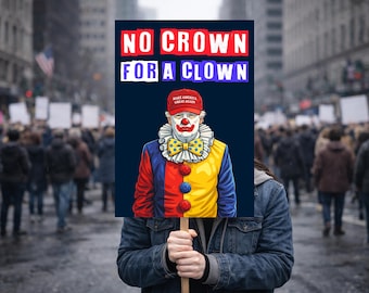 Letrero de jardín "Sin corona para payasos", decoración de jardín activista "Detengan a Trump", letrero político para jardín "Salven la democracia", protesta contra Trump