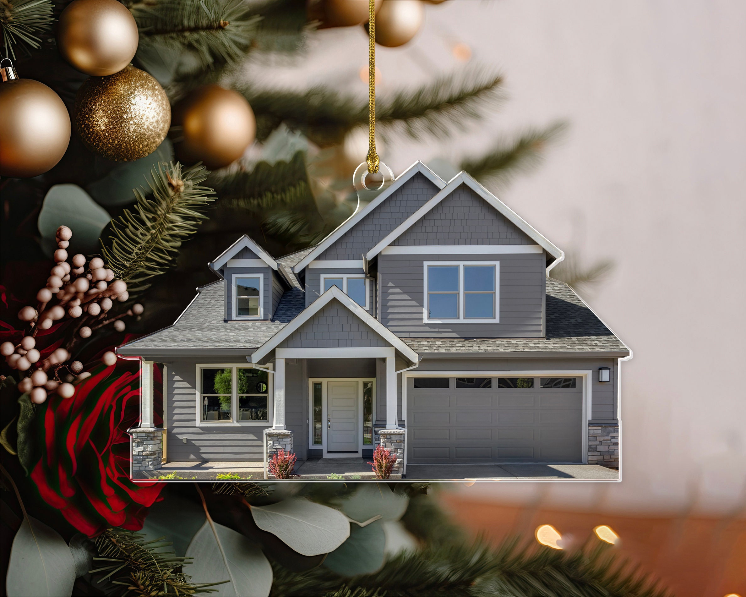 Custom Photo New Home Ornament, Personalized House Ornament, New Address Ornament, Family Keepsake, Christmas Ornament, First Christmas Gift