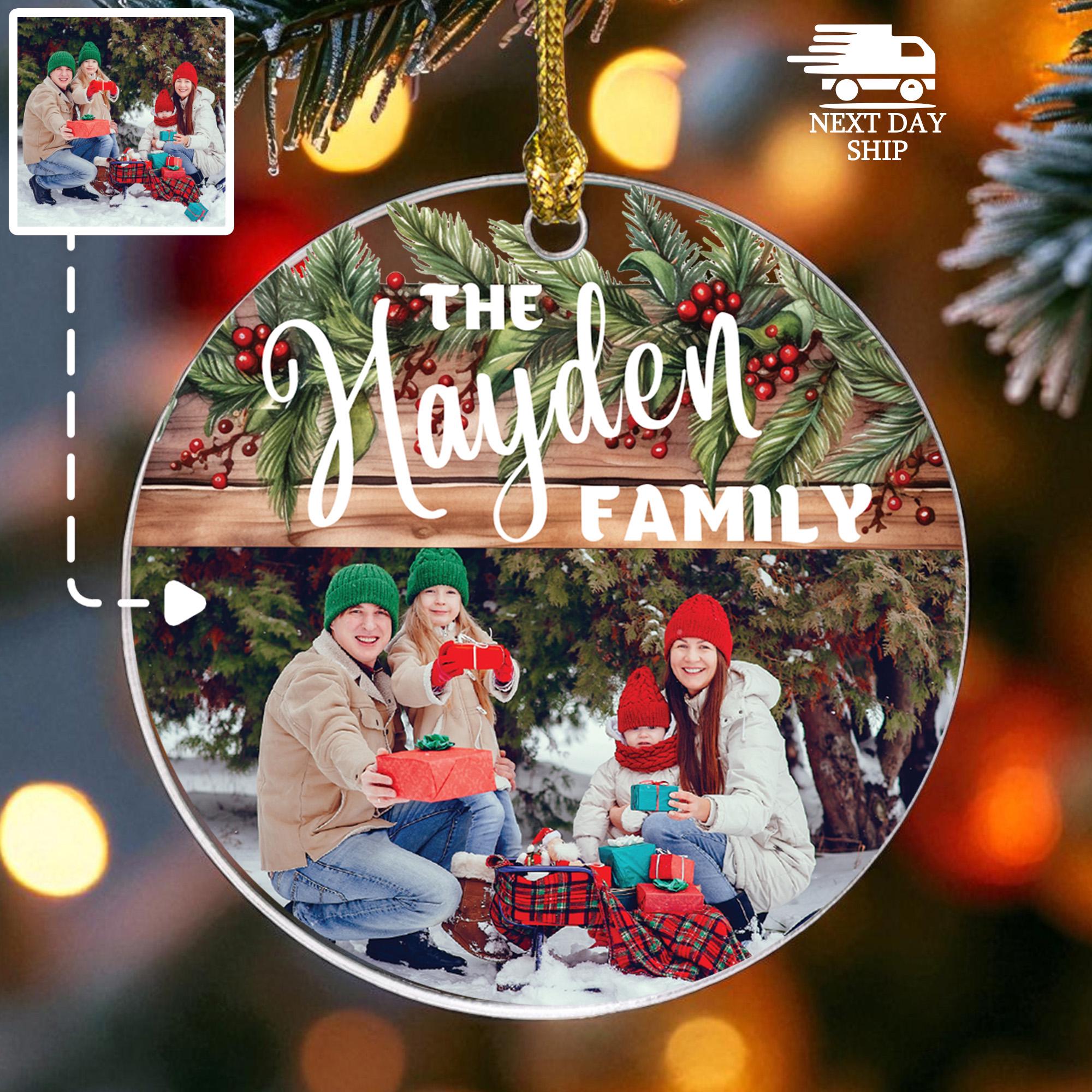 Family Name Photo Ornament, Holiday Keepsake Gift for Family And Friends, Family Holiday Decoration Gift, Christmas Gift, Personalized Gift
