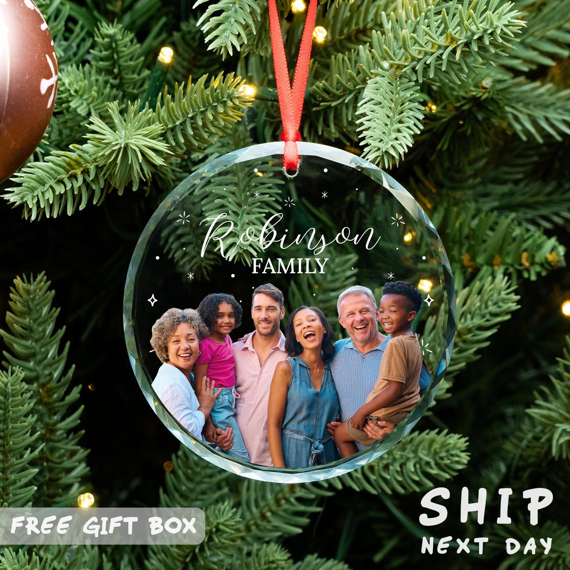 Custom Photo Family Christmas Ornament, Personalized Family Picture Christmas Keepsake, Unique Holiday Decor, Gift For Family, Xmas Decor