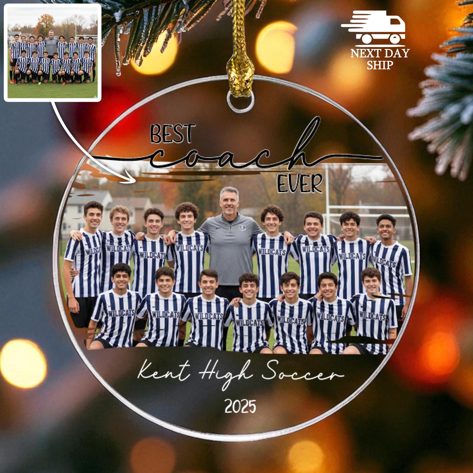 Best Coach Ever Photo Ornament, Personalized Sport Team Ornament, Custom Soccer Team Picture Ornament, Gift For Coach, Farewell Gift