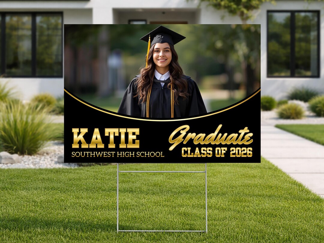 Customized Graduation Welcome Sign, Custom Photo Graduation Lawn Sign ...