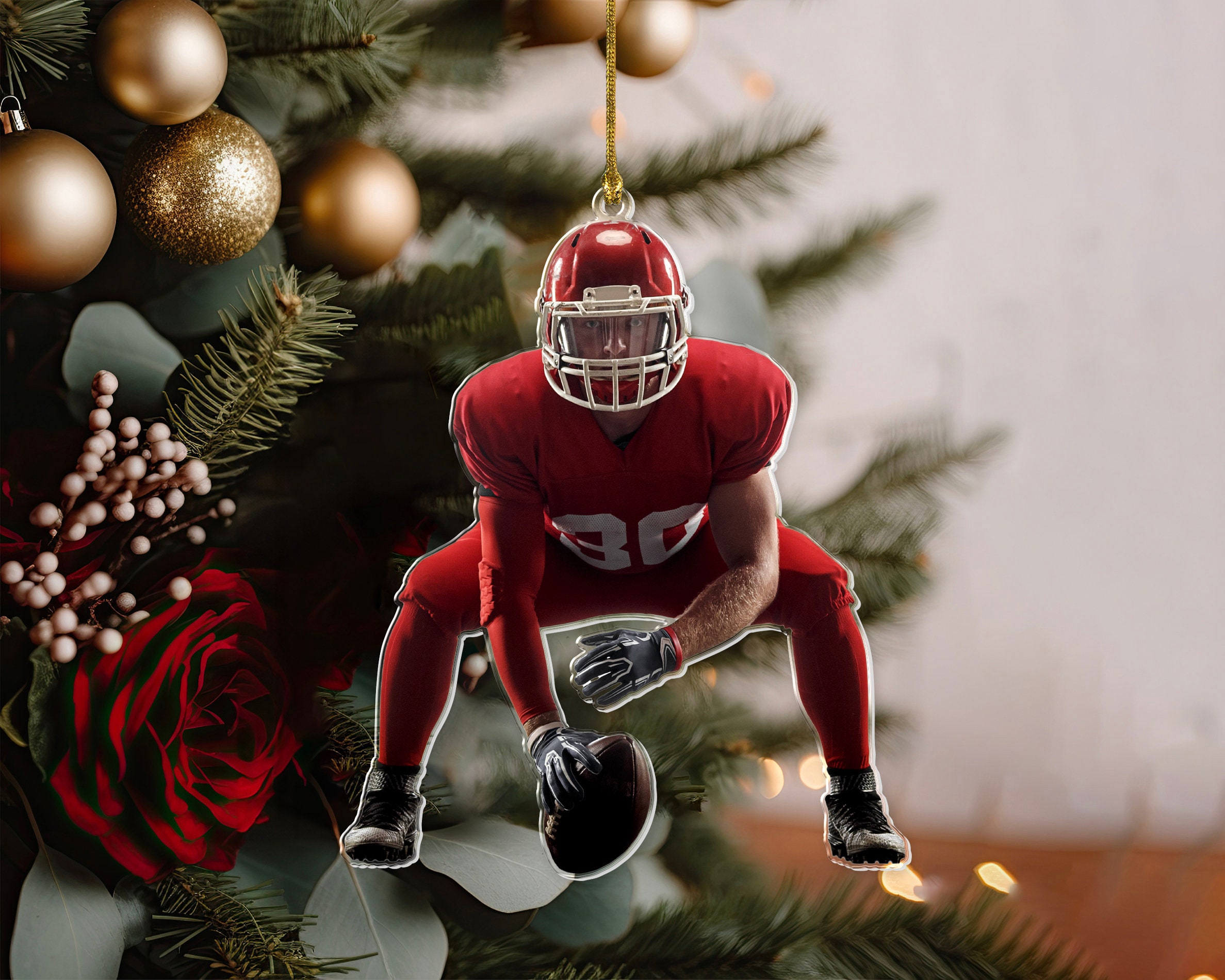 Custom American Football Ornament, Personalized  Football Player Ornament, Sport Ornament, Gift For American Football Lover, Football Player