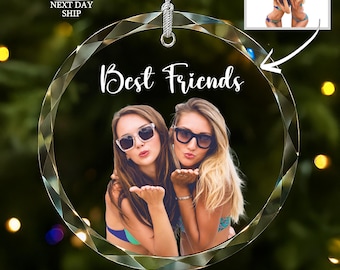 Personalized Best Friends Photo Christmas Ornament 2026, Custom Besties Picture Holiday Keepsake, Friendship BFF Gift Christmas Tree Decor