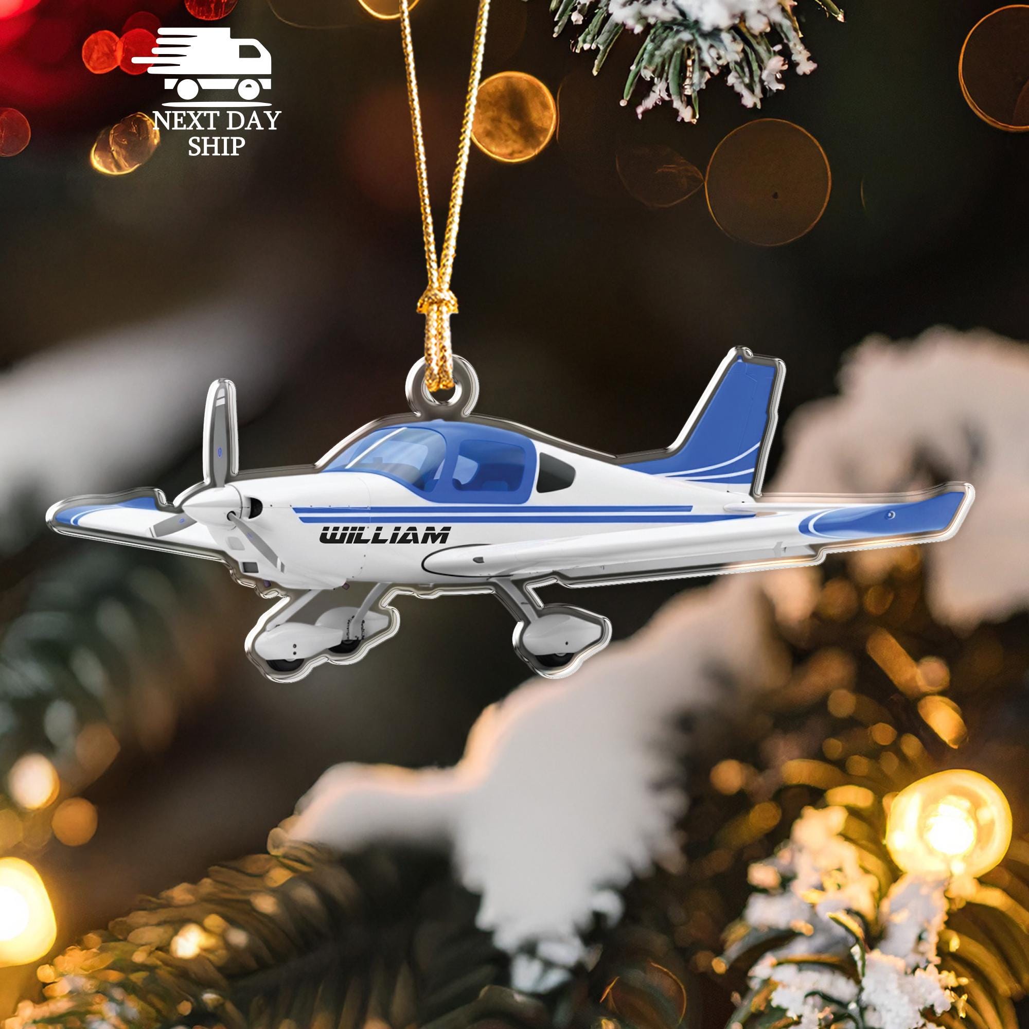 Airplane Christmas Ornament, Custom Name Pilot Gift, Aviation Lover Tree Decoration, Airplane Enthusiast Keepsake, Gift For Him