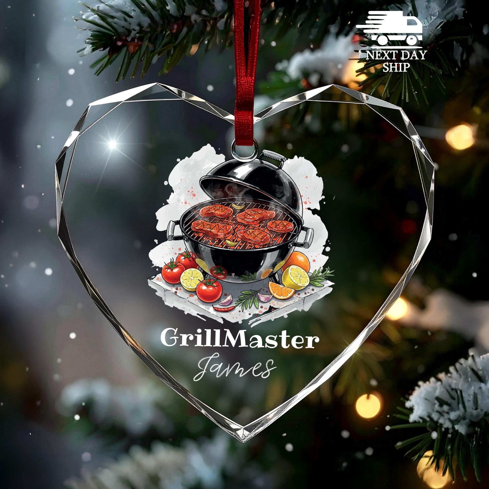 Grill Master Christmas Ornament, Barbeque Chef Ornament, Custom Chef Name Ornament, Gifts for Chef, BBQ Lover Gifts, Housewarming Gift