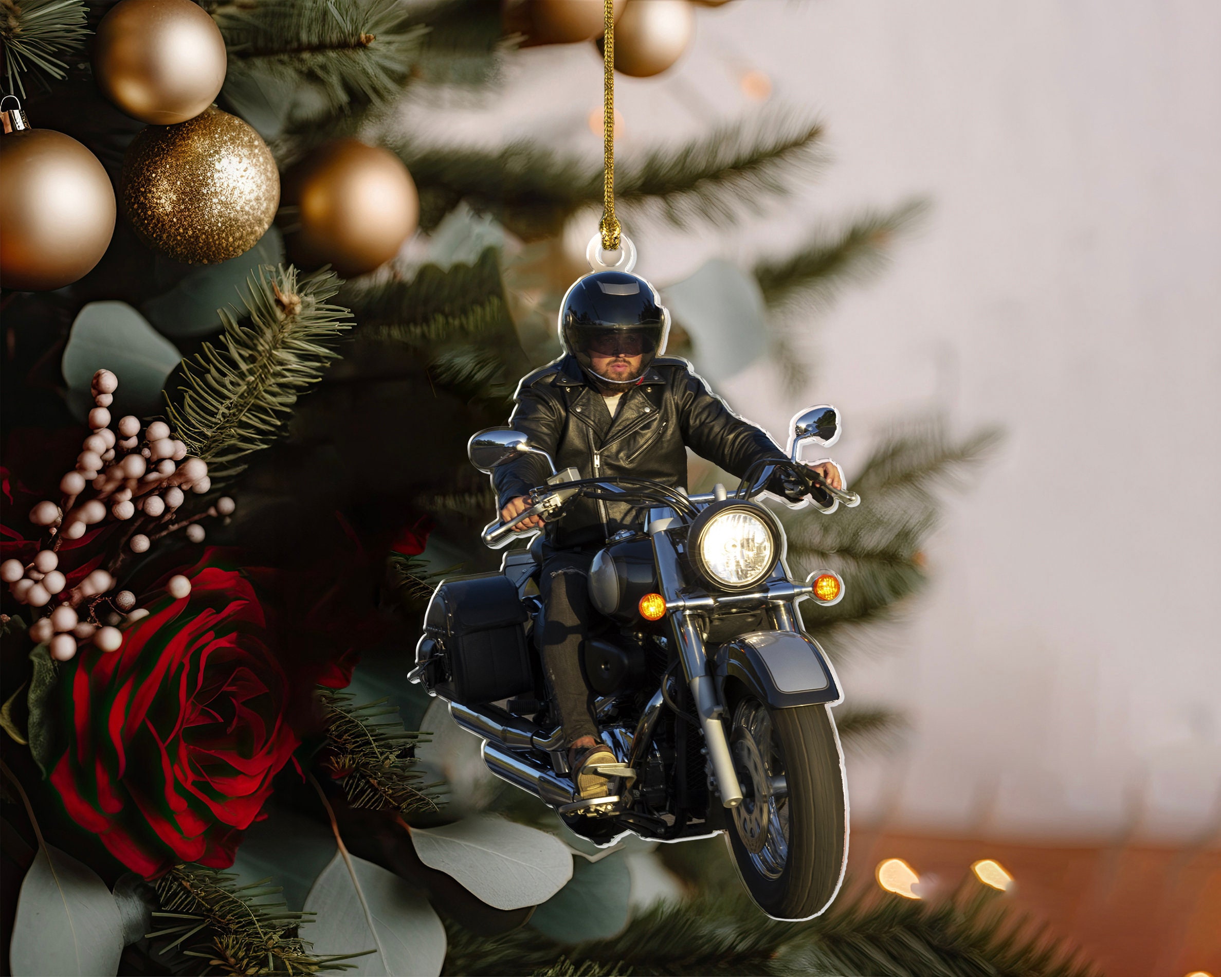 Custom Photo Motorbike Ornament, Personalized Biker Ornament, Custom Motorcycle Ornament, Gift For Motorbike Lover, Christmas Gift For Biker