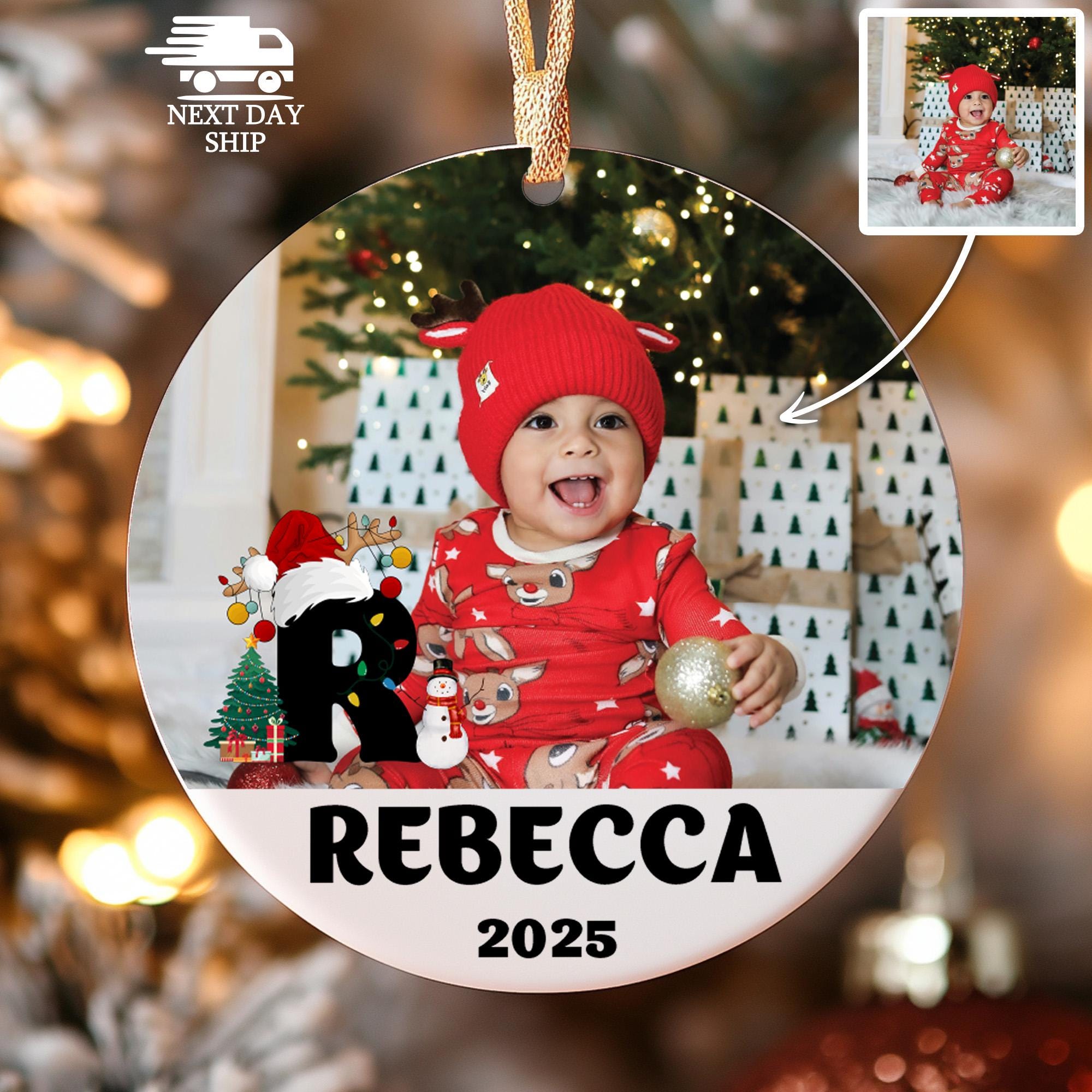 Baby Christmas Photo Ornament, Newborn Keepsake Gift, Personalized Picture Ornament, Holiday Keepsake, Christmas Decoration, Gift For Kid