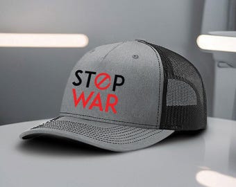 Say No To War Cap, Mesh Back Summer Cap, Richardson Cap, Peace Protest Hat, Peace Activist Trucker Cap, Human Rights Hat, World Peace Cap