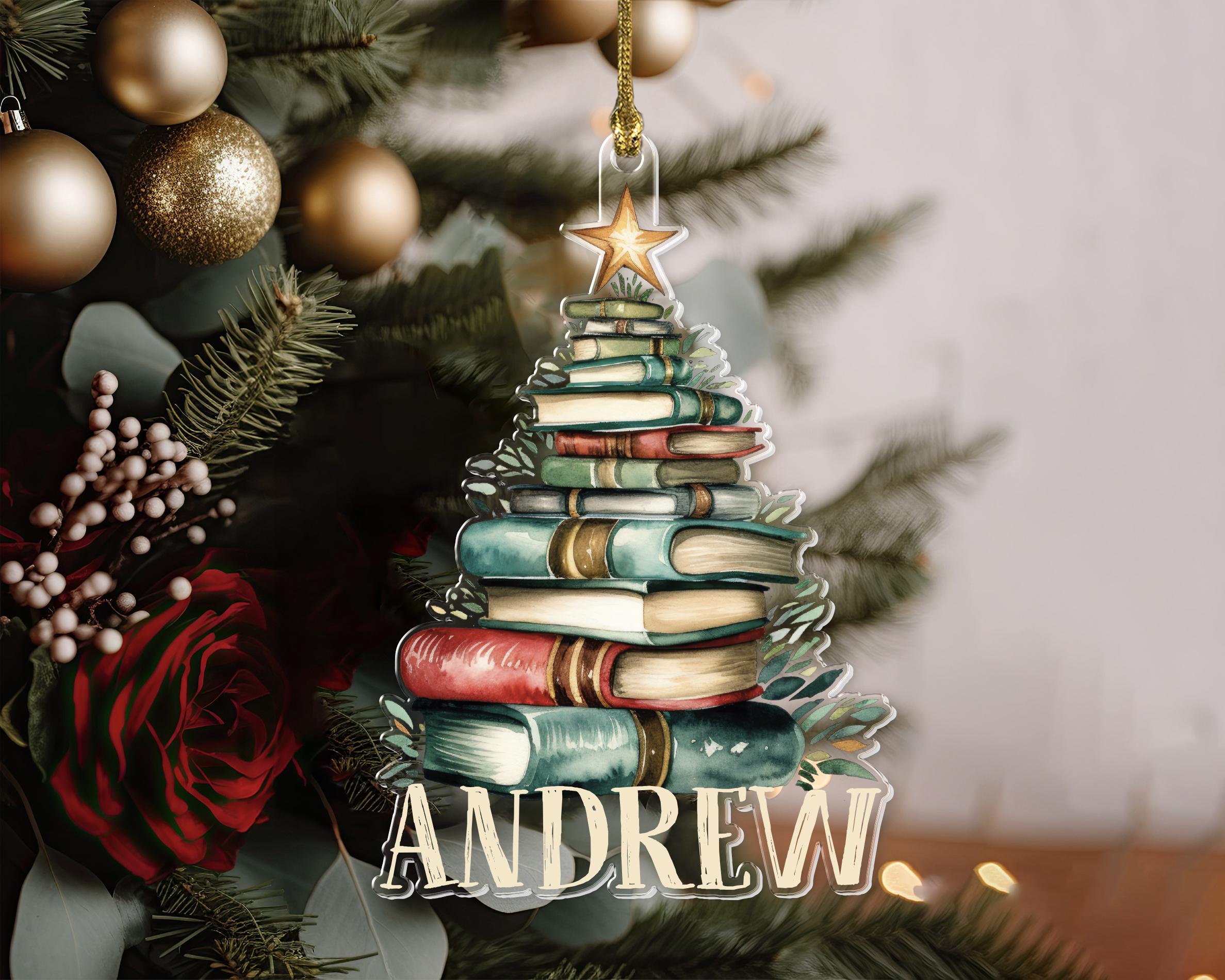 Custom Family Name Ornament, Personalized Name Ornament, Family Keepsake, Christmas Tree Decoration, Gift For Book Lover, Unique Xmas Decor