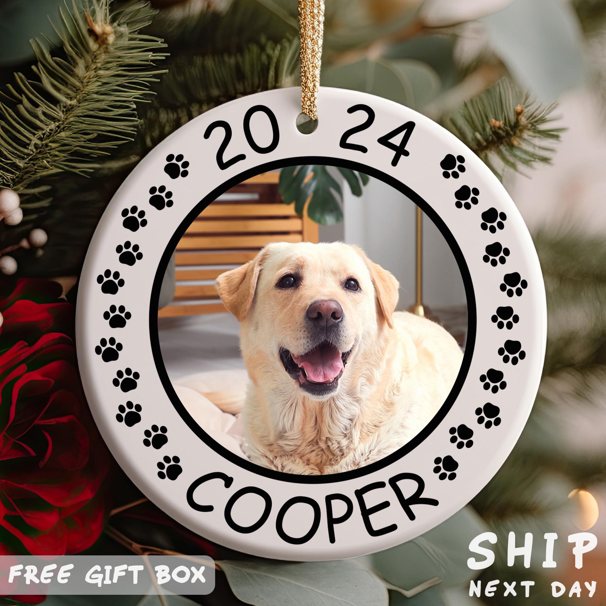 Custom Dog Photo And Name Christmas Ornaments, Dog Picture Ornament, Memorial Dog Ornament, Dog Owner Ornament Gifts, Acrylic Dog Lover Gift