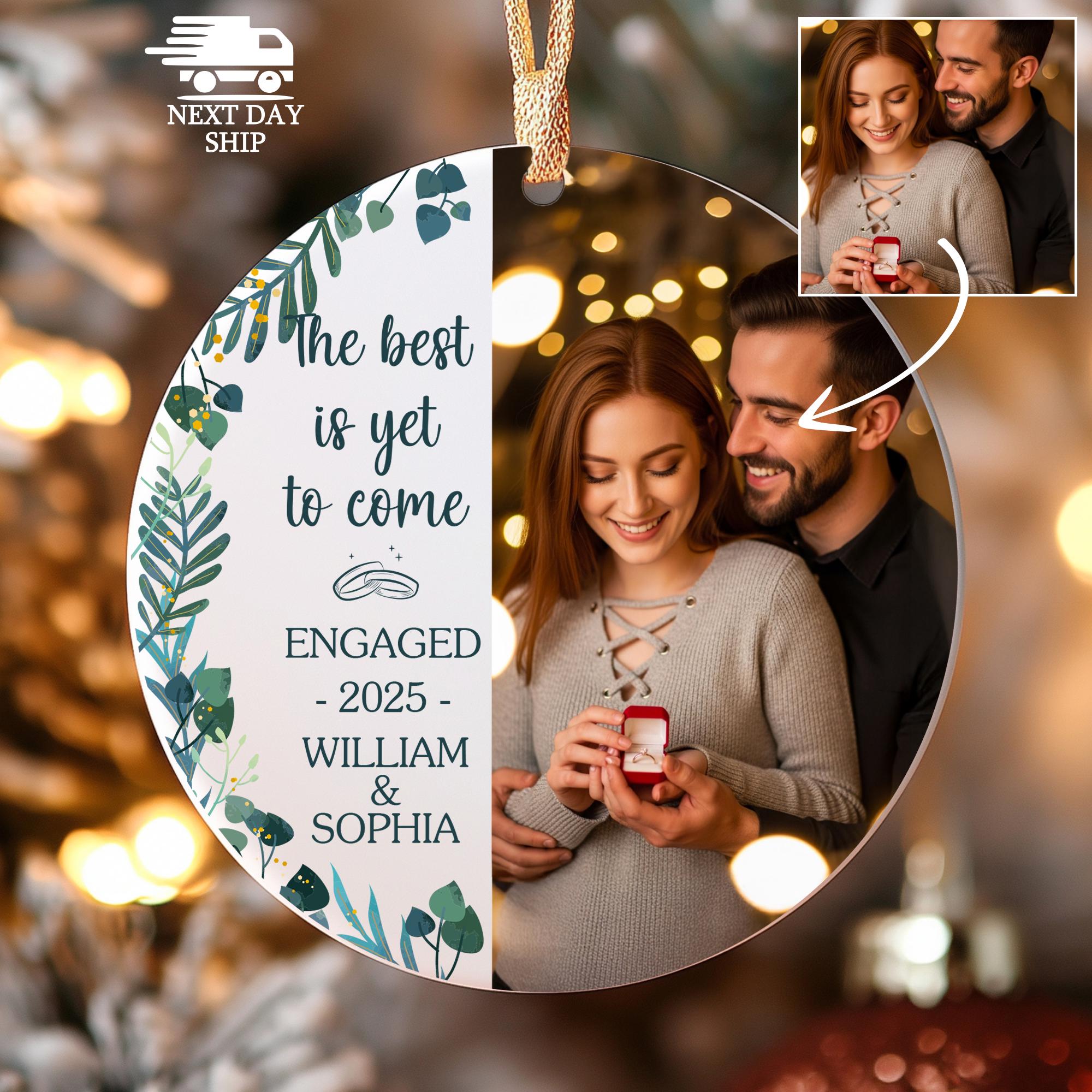 Personalized Engagement Photo Ornament 2025, Engaged Christmas Ornament, Ornament, Custom Couple Picture Engagement Gift, Proposal Keepsake
